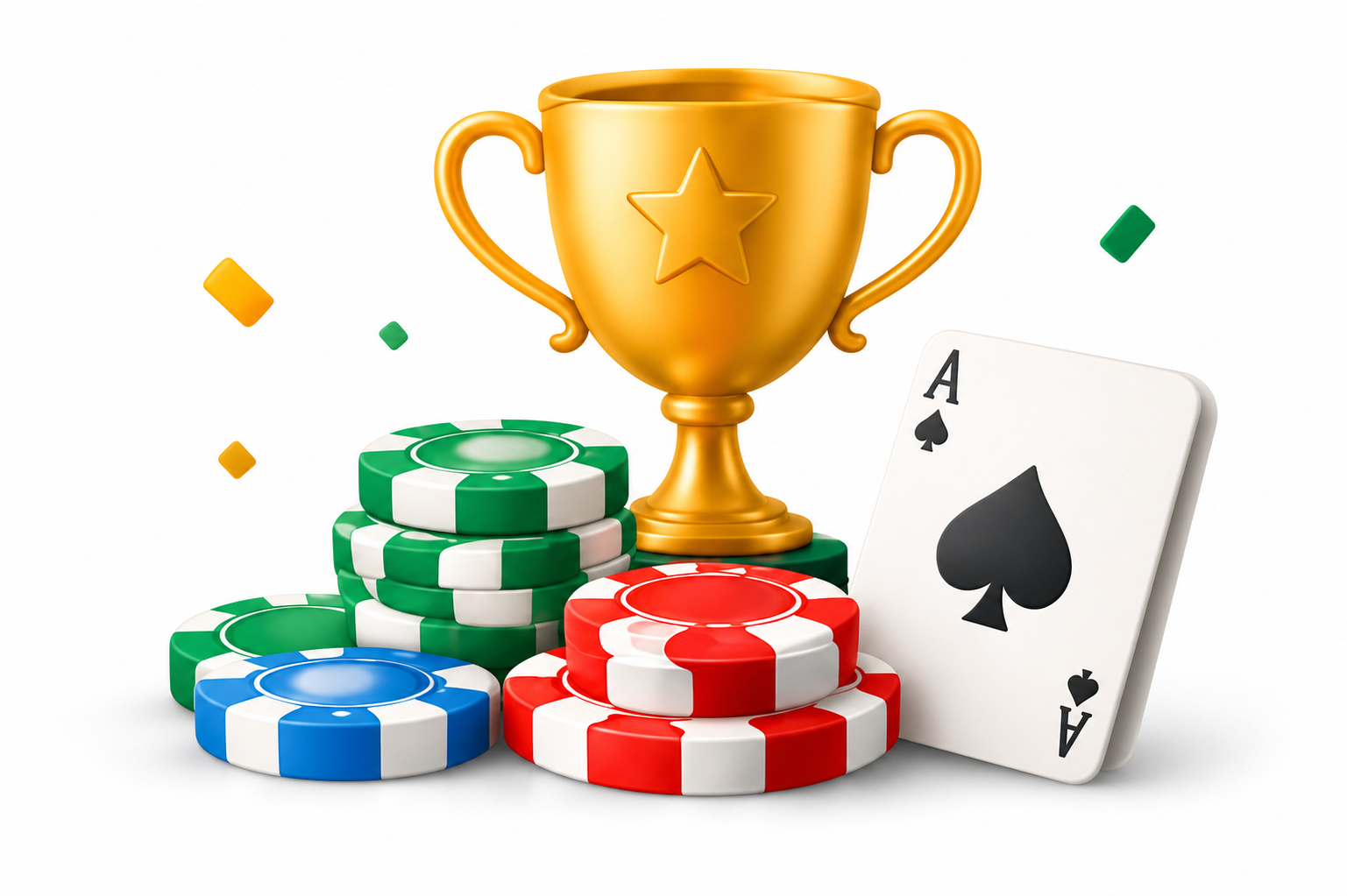 Trophy, cards and casino chips
